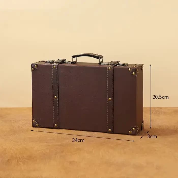 Coffre de rangement en bois marron Vintage, valise décorative compacte, décor de fête Antique, Solut