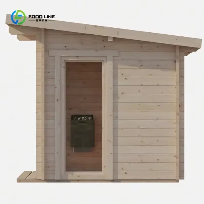 Cabine de sauna extérieure en bois au design moderne pour 6 personnes, personnalisable, avec porte e