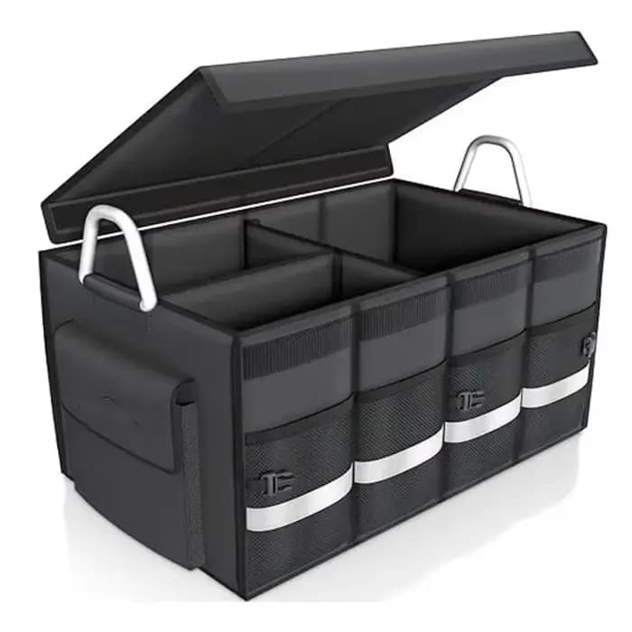 Évaluation de coffre de voiture avec couvercle, stockage de coffre de voiture pliable, stockage d'év