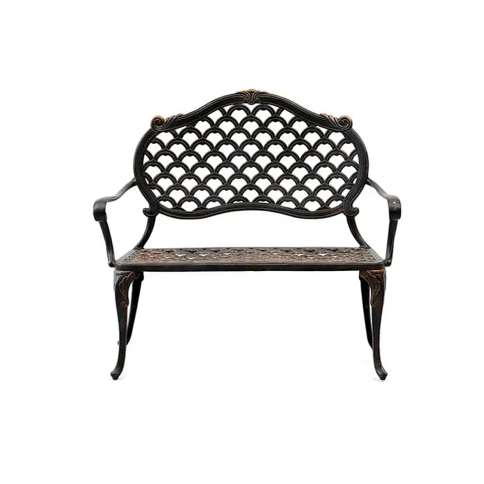 Banc de jardin de bienvenue en métal extérieur avec chaise de parc à dossier en fonte d'aluminium