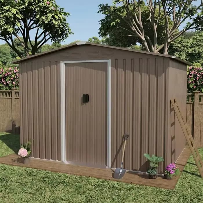 Abri de jardin extérieur 6 x 8 pieds, abri à outils en métal, abri de jardin avec porte et serrure p