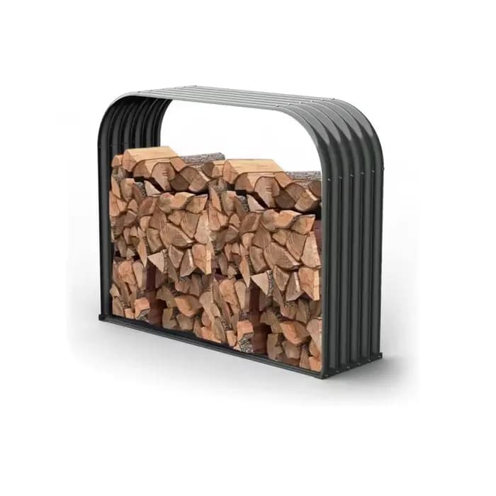 Abri de rangement pour bois de chauffage en acier galvanisé sur mesure, support à bûches en métal on