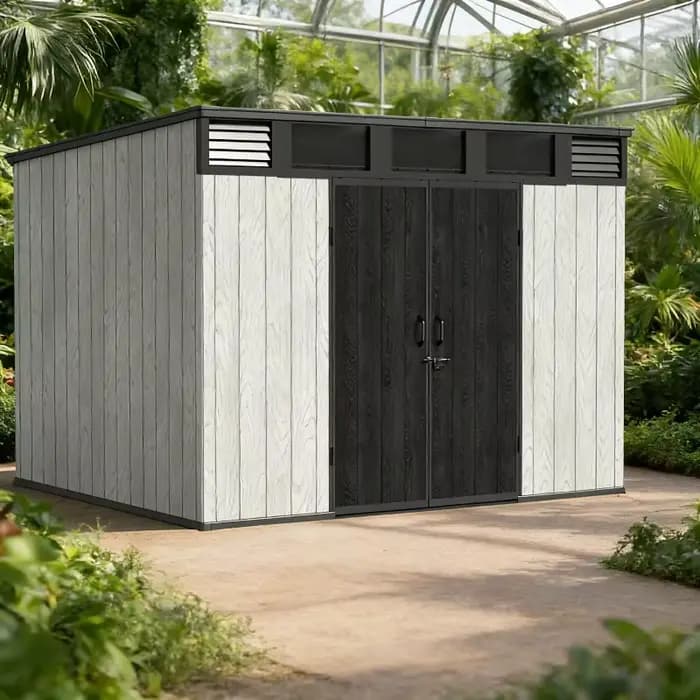 Abri de jardin extérieur en acier allié 11x12,5 pieds avec porte verrouillable, portable pour patio,
