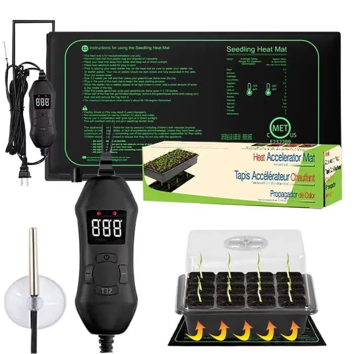 Polymères chauffants pour semis avec réglage thermique réglable, 50W, 20 ℃ à 45 ℃, plantes d'hiver, 