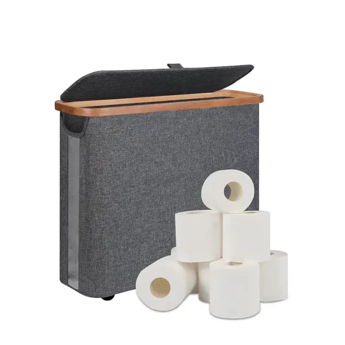 Panier de rangement pour papier toilette avec couvercle, capacité de 12 rouleaux, pliable, grande ca