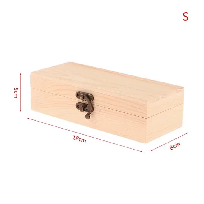 Boîte de rangement rectangulaire en bois, mallette de rangement en bois, conteneur simple, poussière