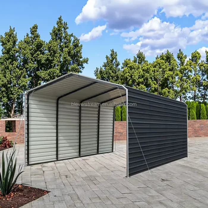 Abri de jardin moderne 12x20 pieds, structure en acier galvanisé avec toit et parois latérales en tô