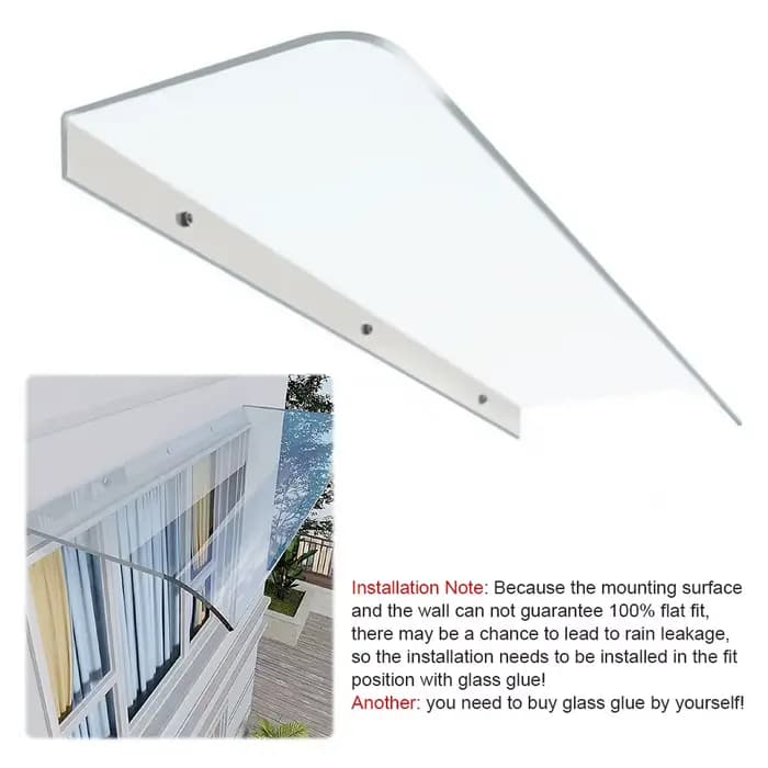 Auvent de porte d'entrée 500x1000mm, protection solaire extérieure, panneaux transparents, auvents d