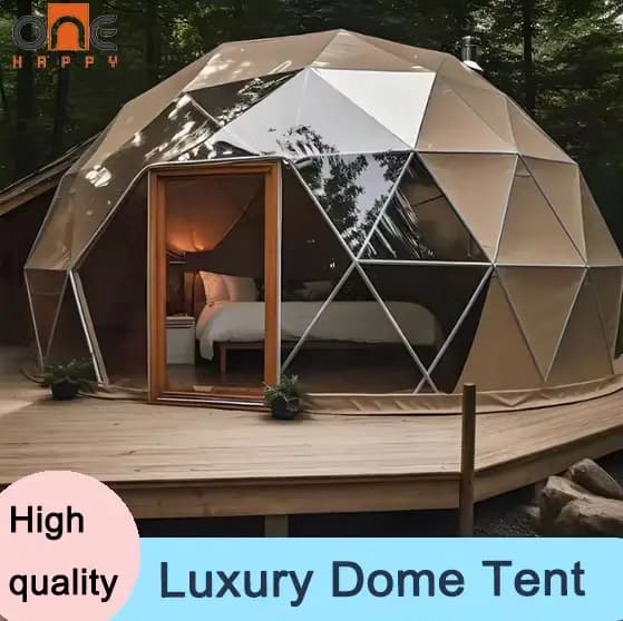 Serre géodésique de luxe pour l'extérieur, toutes saisons, résistante, imperméable, coupe-vent, abri