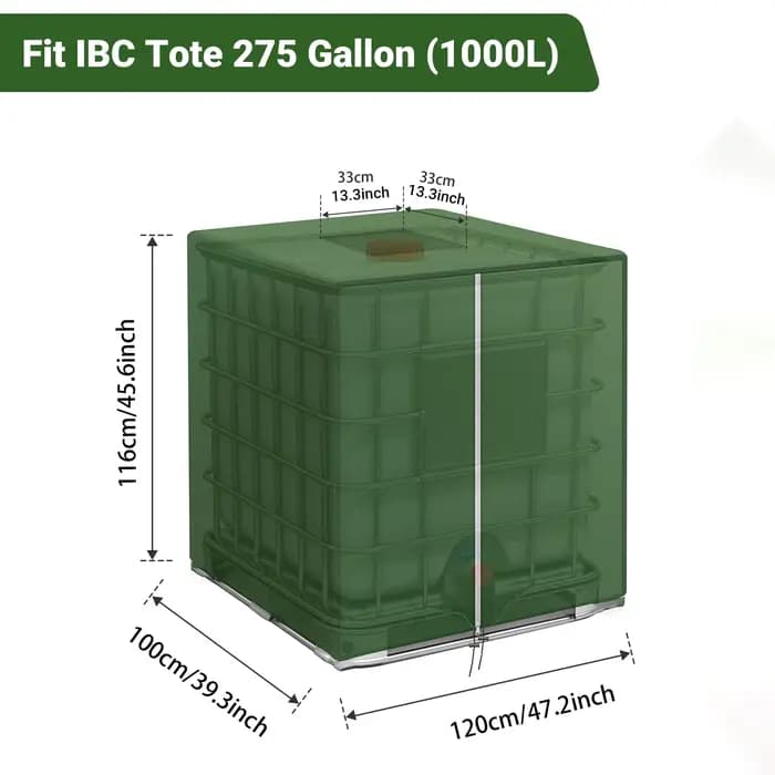 Housse pour conteneur IBC de 1000 L, imperméable et anti-UV, pour réservoir d'eau extérieur, pour to