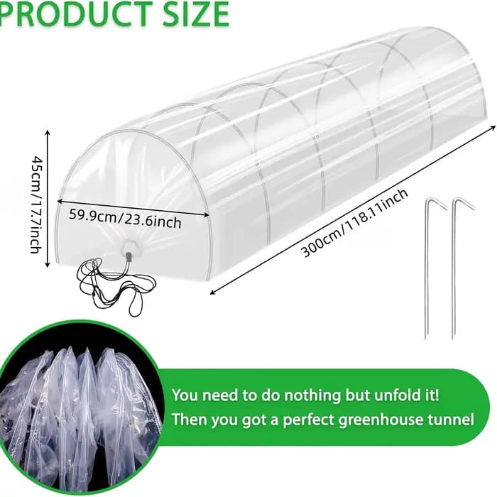 Couverture de tunnel de serre de jardin en polyéthylène transparent, imperméable, anti-gel, résistan