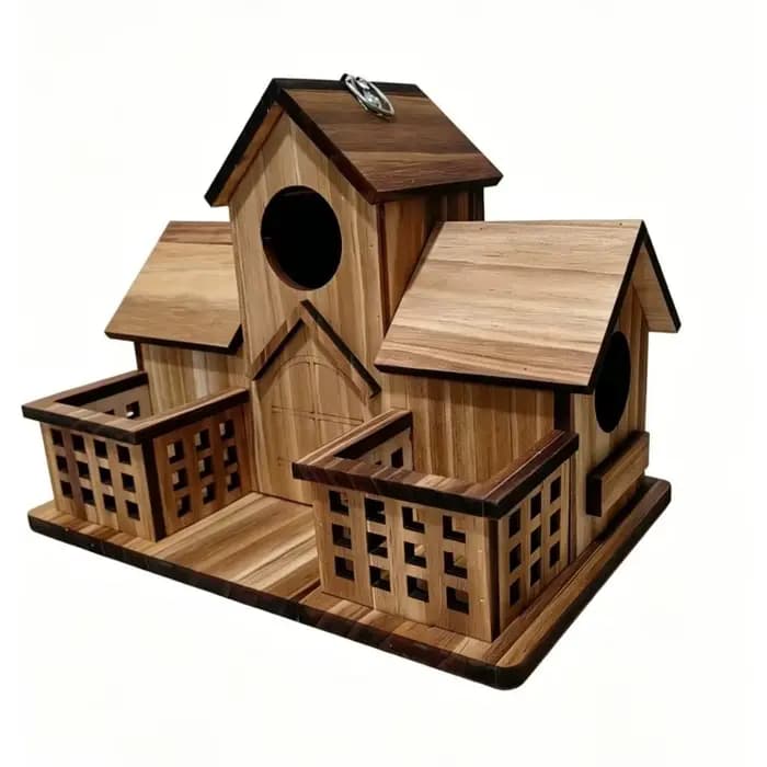 Nichoir en bois imperméable style rustique avec plusieurs trous, boîte de nidification pour oiseaux,