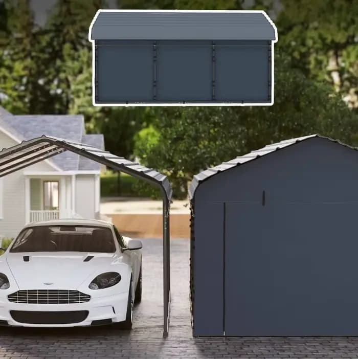 Abri de voiture métallique avec jupe imperméable, abri de voiture robuste, auvent extérieur, abri po