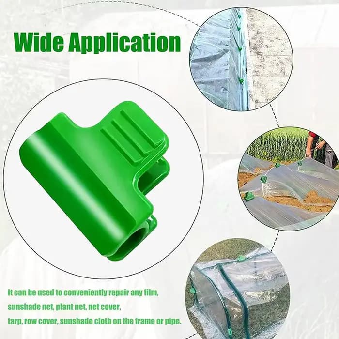 50 clips de serre en plastique vert robustes