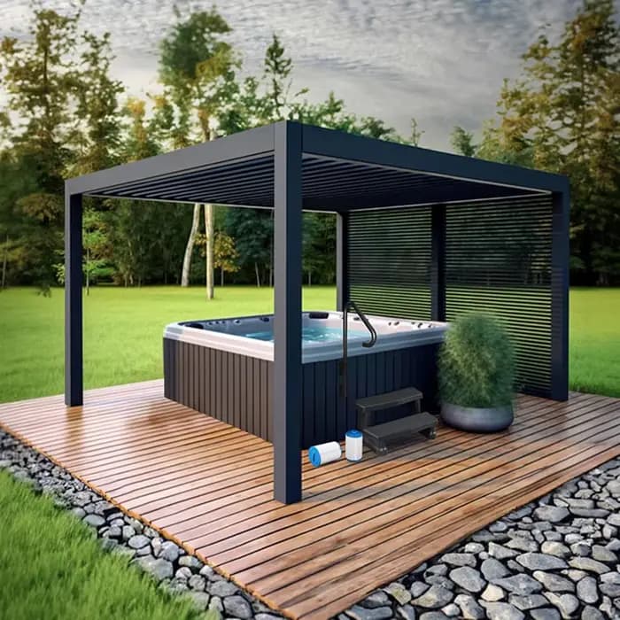 Pergola de jardin extérieure en aluminium étanche avec toit