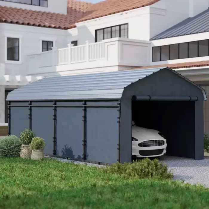 Abri de voiture en métal robuste HUIDING 12' x 20' avec toit