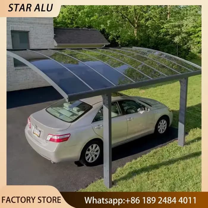 Abri de voiture en aluminium à pignon incliné