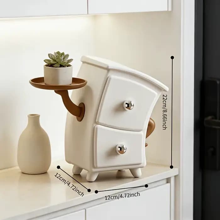 Meuble de rangement compact à double tiroir avec plateau supérieur