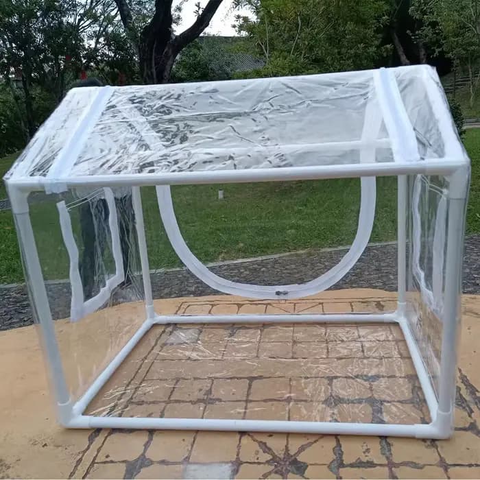 Abri de pluie de serre portable adapté à une utilisation intérieure et extérieure dans les cours - couverture transparente en PVC facile à installer qui
