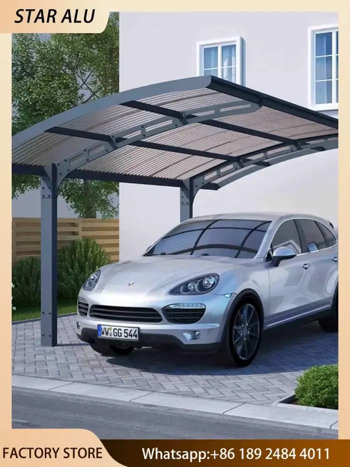 Abri de voiture en aluminium à pignon incliné