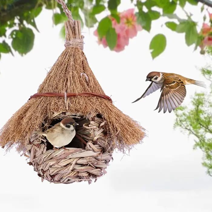 Wren Finch-Maison à oiseaux tissée à la main