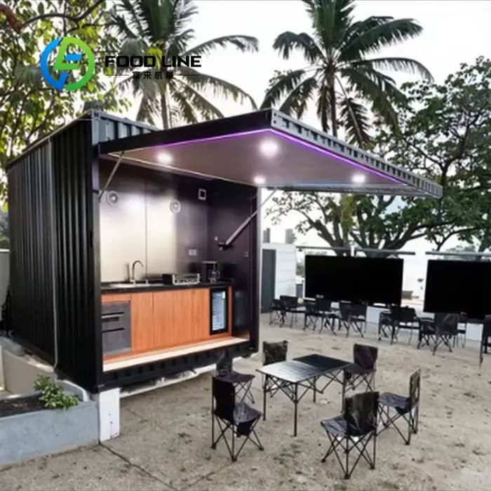 Abri modulaire personnalisé résistant aux intempéries avec cuisine extérieure