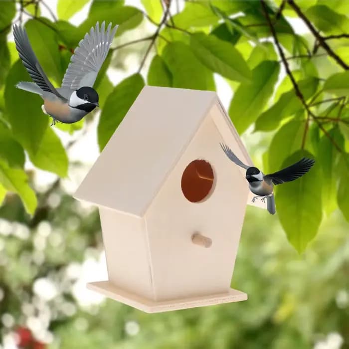 Nichoir en bois fait à la main avec perchoir pour petits oiseaux
