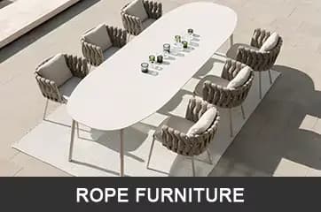 Ensembles de table et de chaises en osier de jardin extérieur en rotin en plastique imperméable pour villa et cour