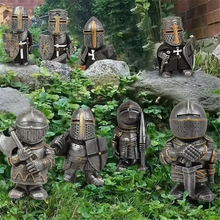 Chevalier Gnomes jardin Statue garde croix templier nain