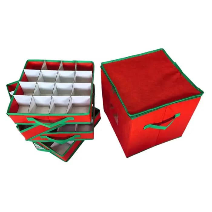 B84B-boîte de rangement de décoration de noël pliable pouvant contenir jusqu'à 64 boules d'ornement étui de vacances avec couver