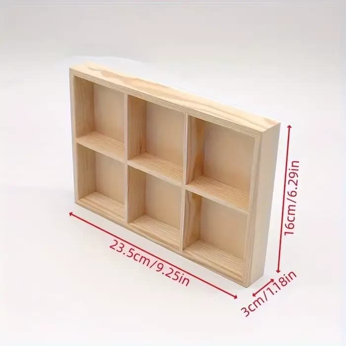 Boîte de rangement en bois à six compartiments