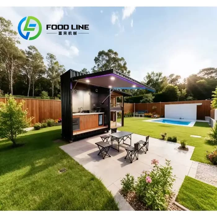 Abri modulaire personnalisé résistant aux intempéries avec cuisine extérieure