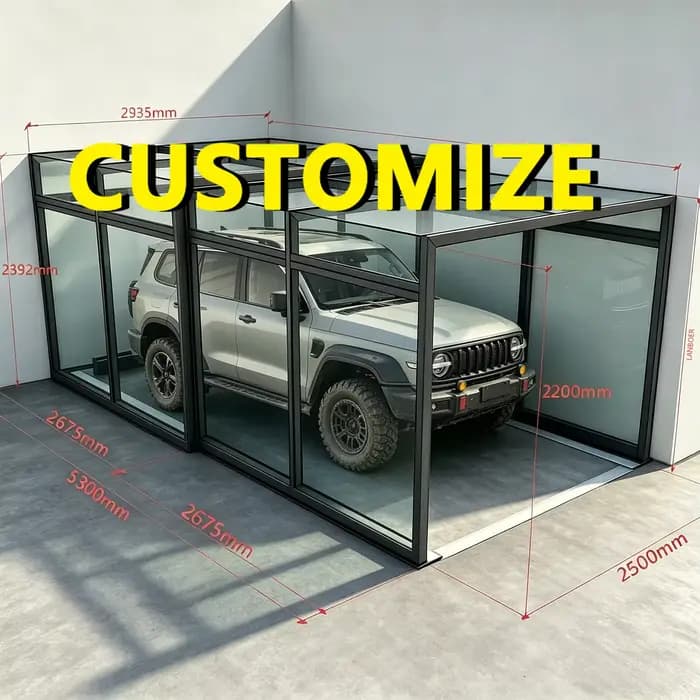 Abri de voiture pliable moderne sur mesure toutes tailles pour villa