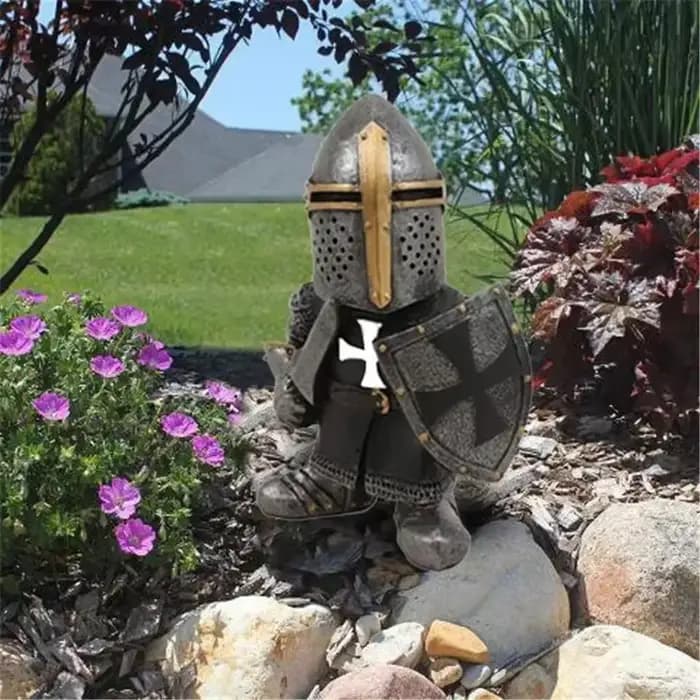 Chevalier Gnomes jardin Statue garde croix templier nain