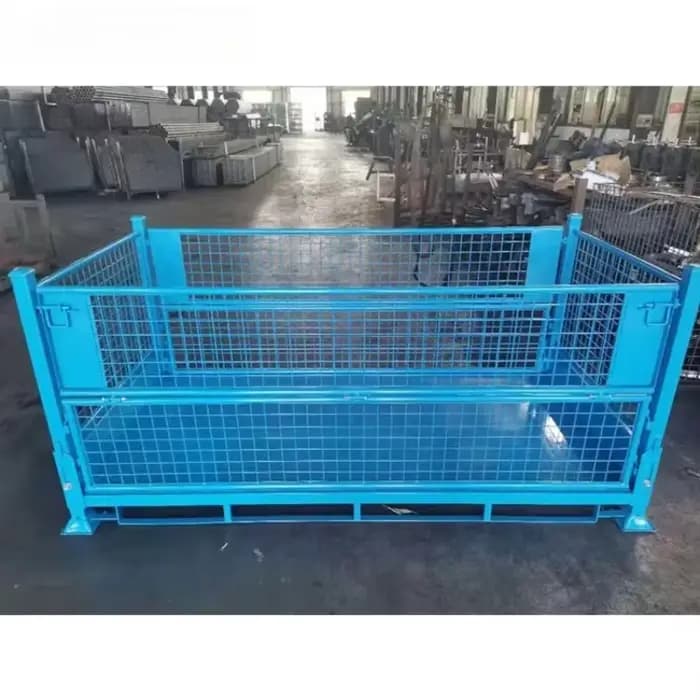Cage de rangement double galvanisée empilable pliante de conception de réseau de transport