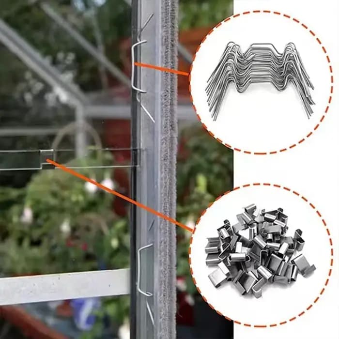 Clips de fixation pour vitrage de serre en acier inoxydable argenté