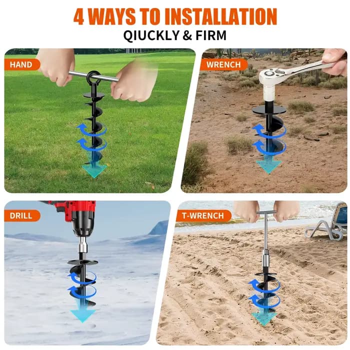 Lot de 4 Ancres de Sol Spirales Robustes pour Trampoline