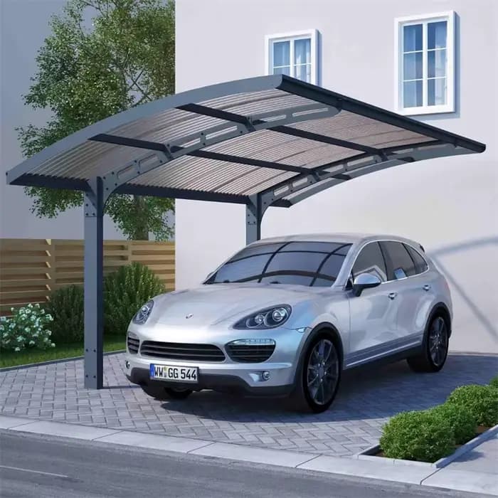 Abri de voiture en aluminium à isolation thermique avec toit en polycarbonate