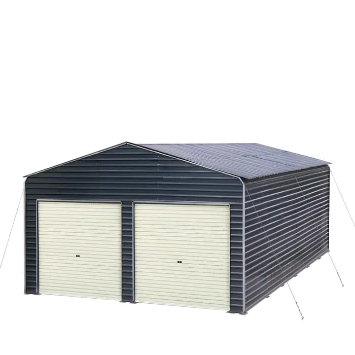 Abri de voiture extérieur 20x20 pieds (6x6 m) avec structure en acier galvanisé et toit en tôle