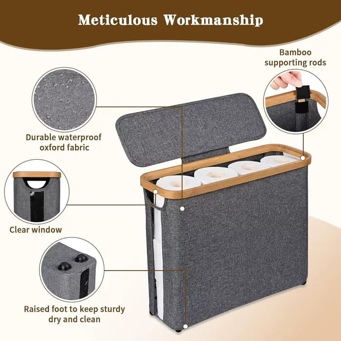 Panier de rangement pour papier toilette avec couvercle