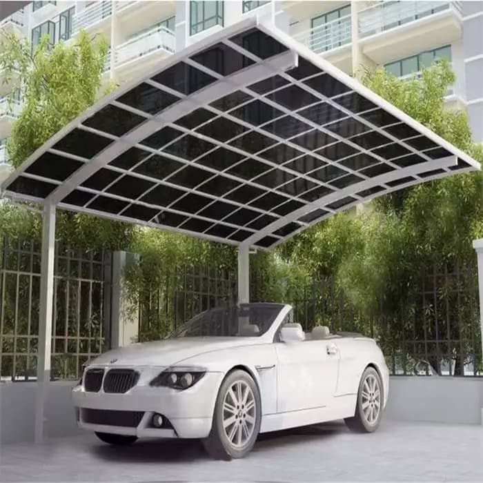 Carport en aluminium en porte-à-faux personnalisé 5x3m avec toit en polycarbonate - Abri de stationnement imperméable et résistant aux UV