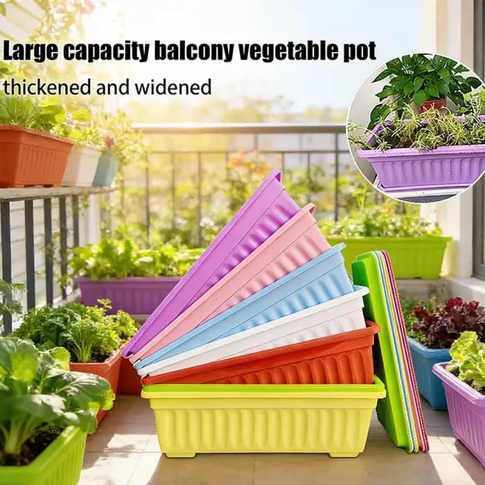 Nouvel ensemble de jardinières modulaires rectangulaires emboîtables avec drainage pour la culture de la laitue et des fraises dans un espace limité