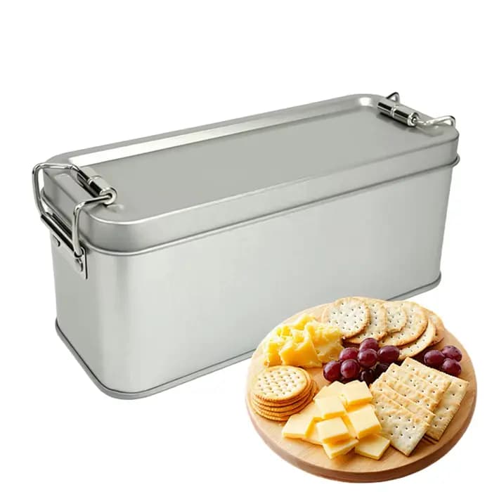 Boîte en métal avec couvercle, conteneur de rangement rectangulaire vide, organisateur multi-usages pour cosmétiques, biscuits, bijoux, bureau, école