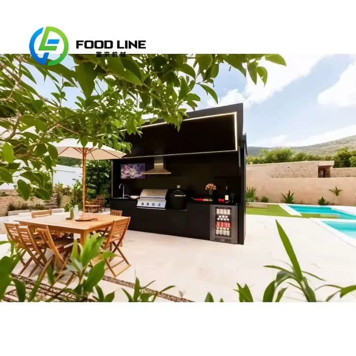 Abri modulaire personnalisé résistant aux intempéries avec cuisine extérieure
