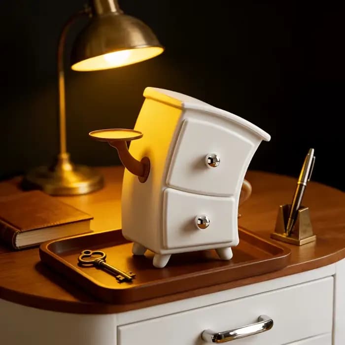 Meuble de rangement compact à double tiroir avec plateau supérieur