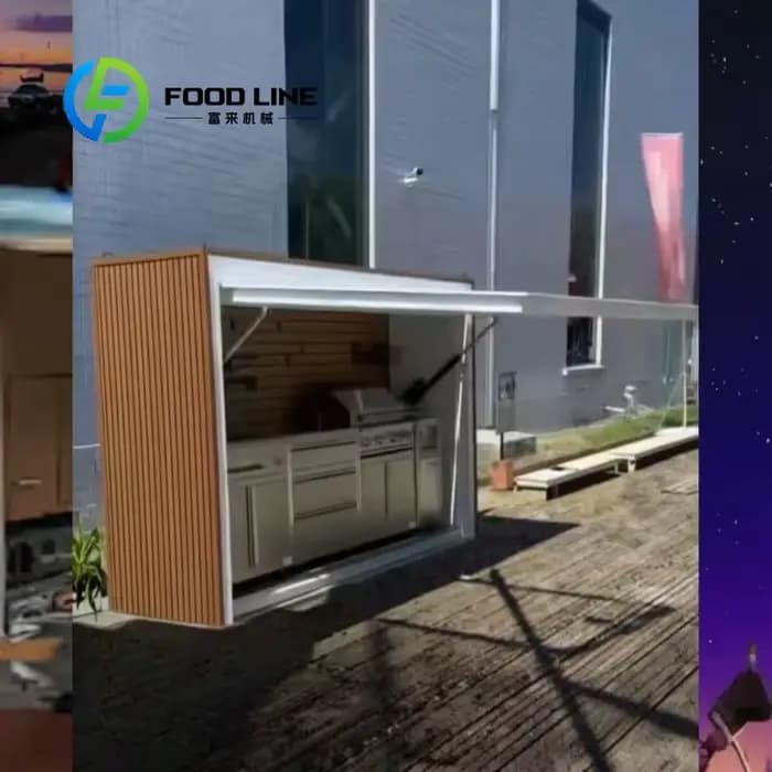 Abri modulaire personnalisé résistant aux intempéries avec cuisine extérieure