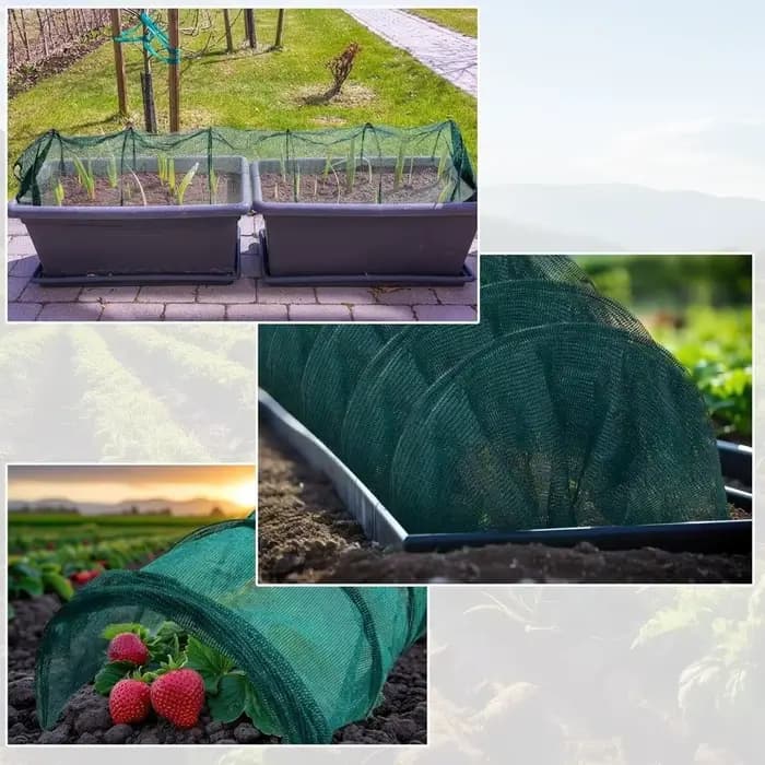 Serre tunnel pliable verte avec protection UV en maille verte