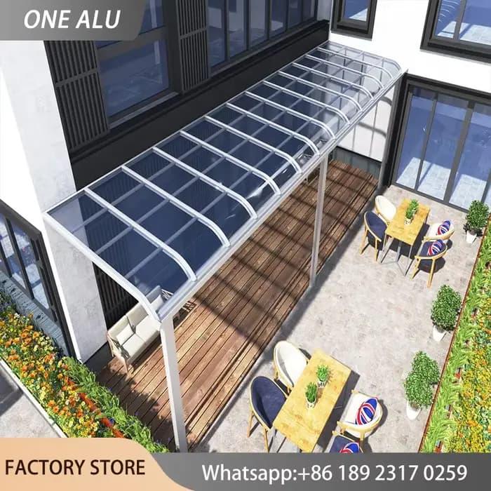 Auvent de porte extérieur en polycarbonate, protection contre la pluie et les UV, pour fenêtre, véranda, terrasse, avec cadre en aluminium, design moderne pour porte d'entrée
