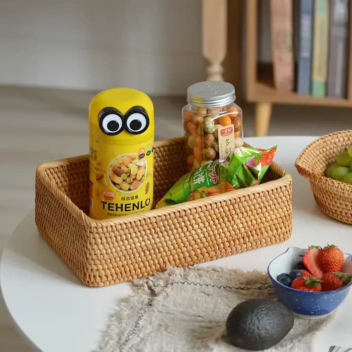 Mir rectangulaire en rotin tissé à la main
