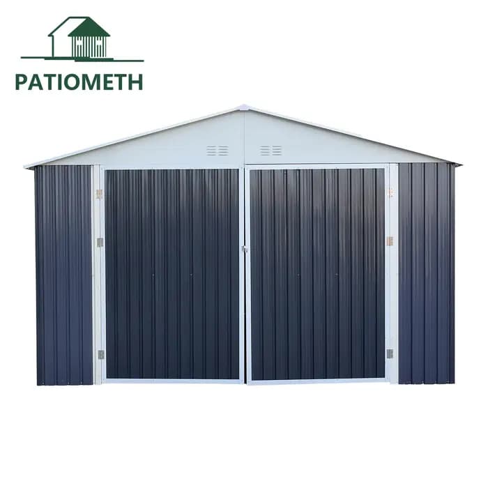 Abri de voiture extérieur en métal robuste de 12 x 19 pieds avec toit galvanisé et structure en acier thermolaqué